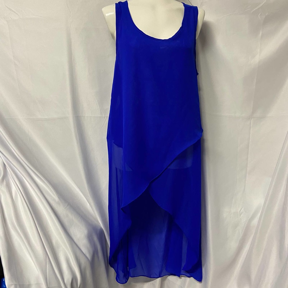 Moa Moa Top Cover up Blouse High Low Semi Sheer Layered Sleeveless Size L